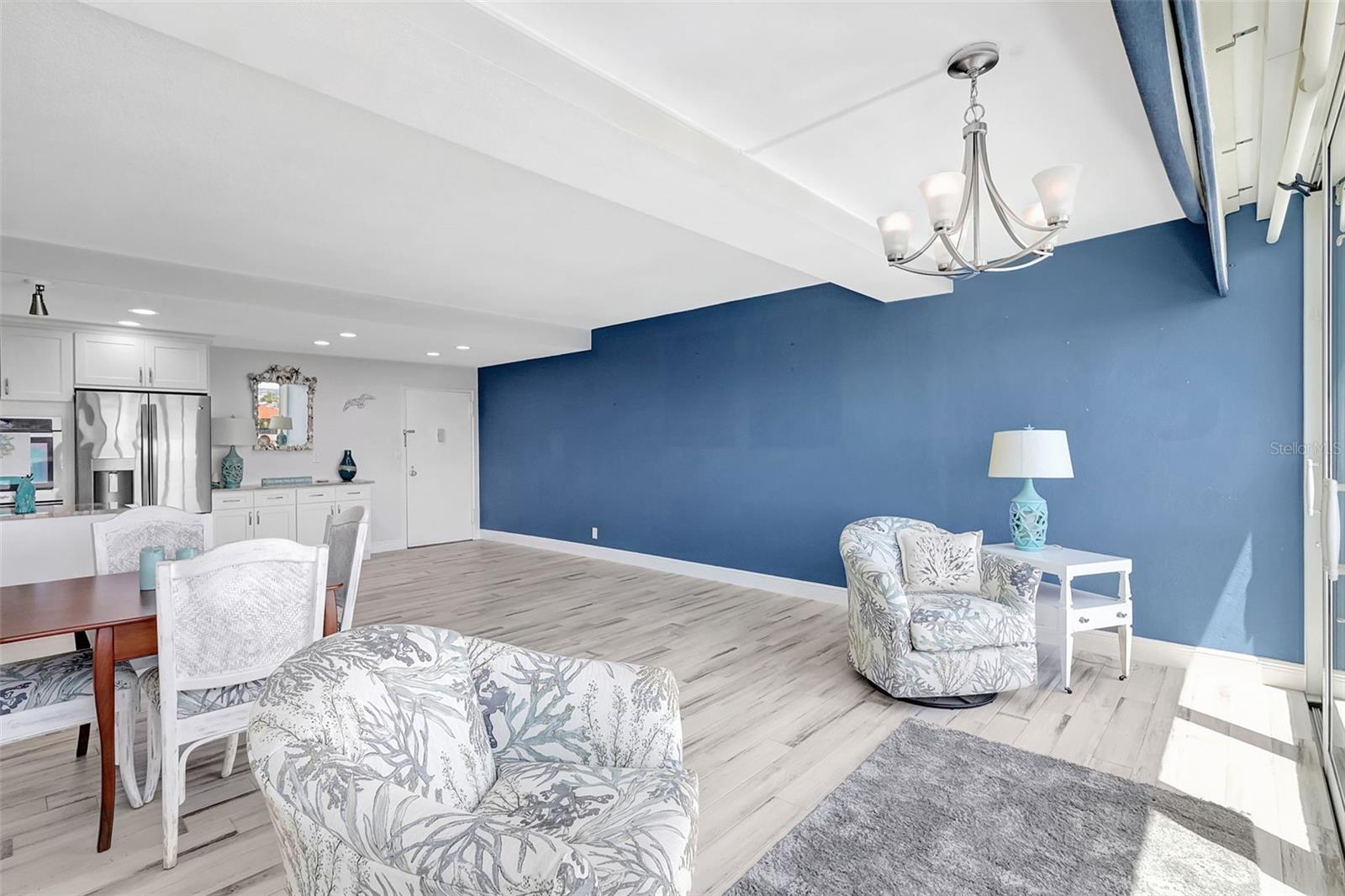 Your living/dining area are all combined and is light and bright and great for entertaining or family gatherings.