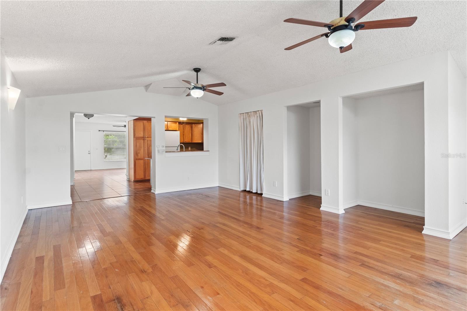Family room with hardwood floors