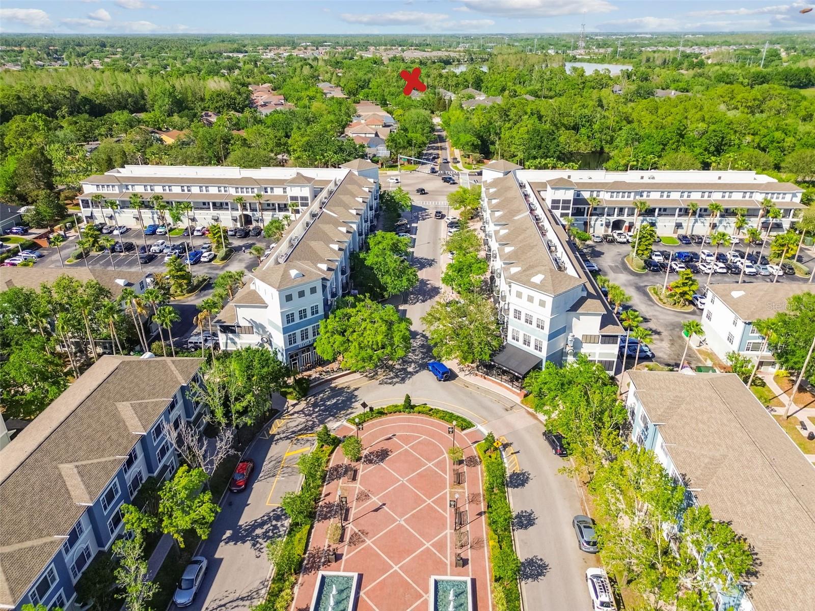 RED  X shows proximity to West Park Village.  Just a quick walk from 9869 Bridgeton