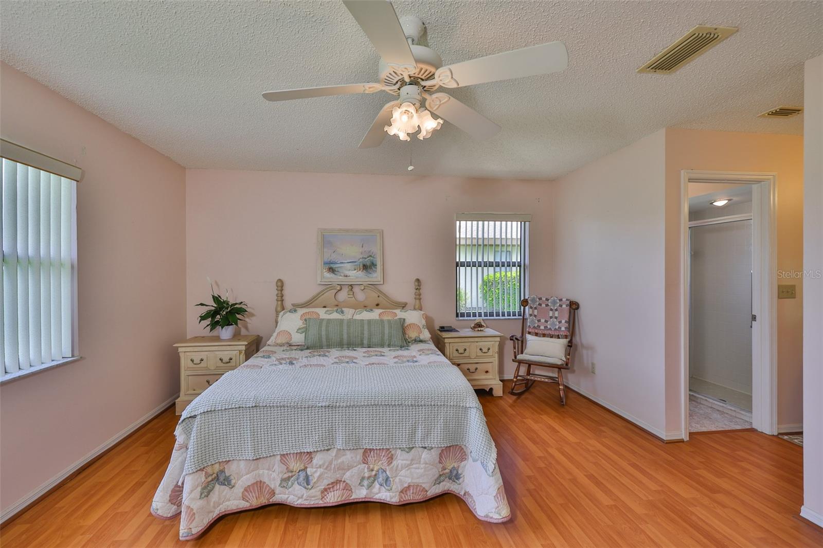 The primary bedroom has a walk in closet and ensuite bathroom for maximum privacy.