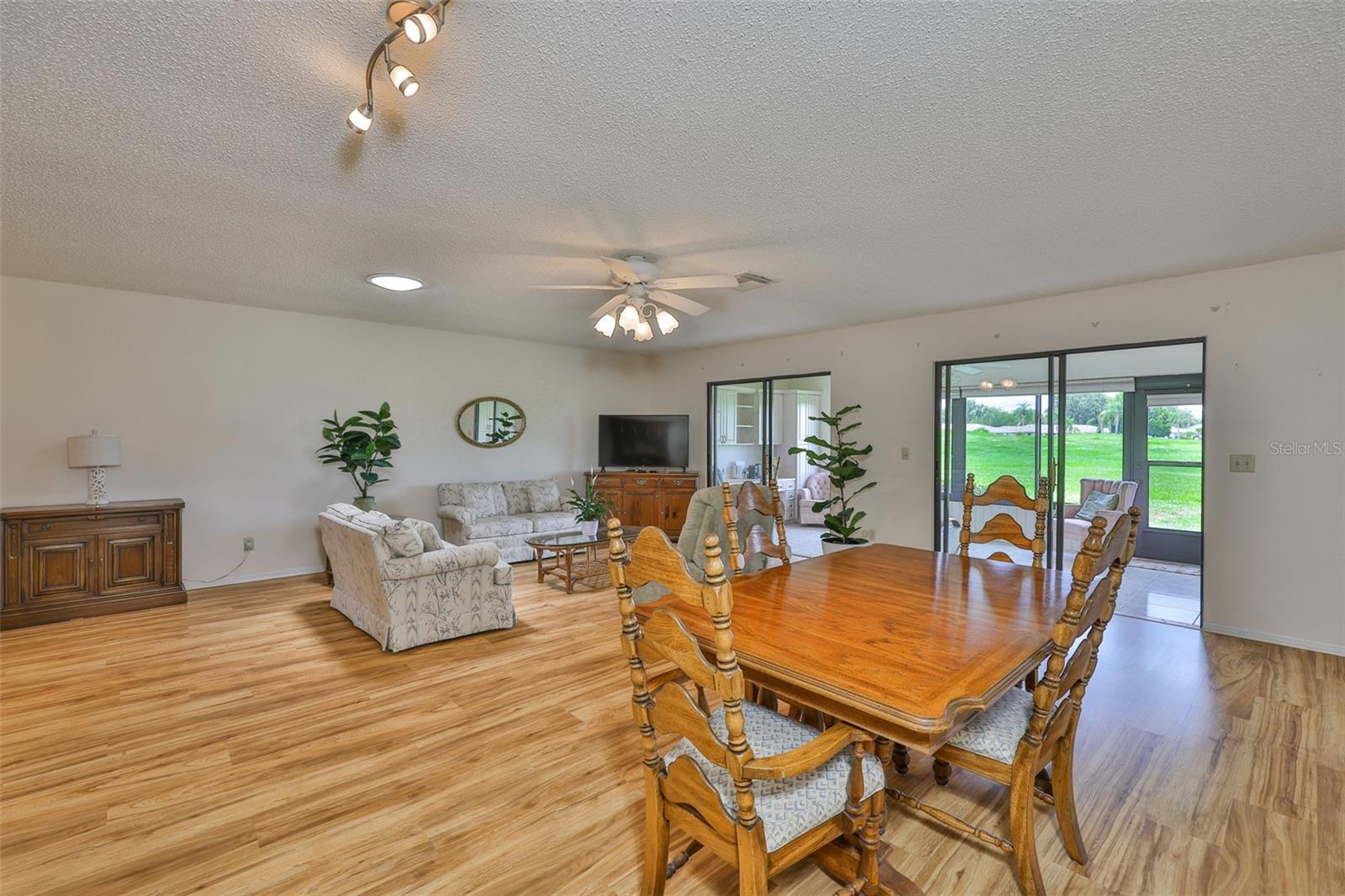 The open floor plan allows for spacious living and easy decorating.