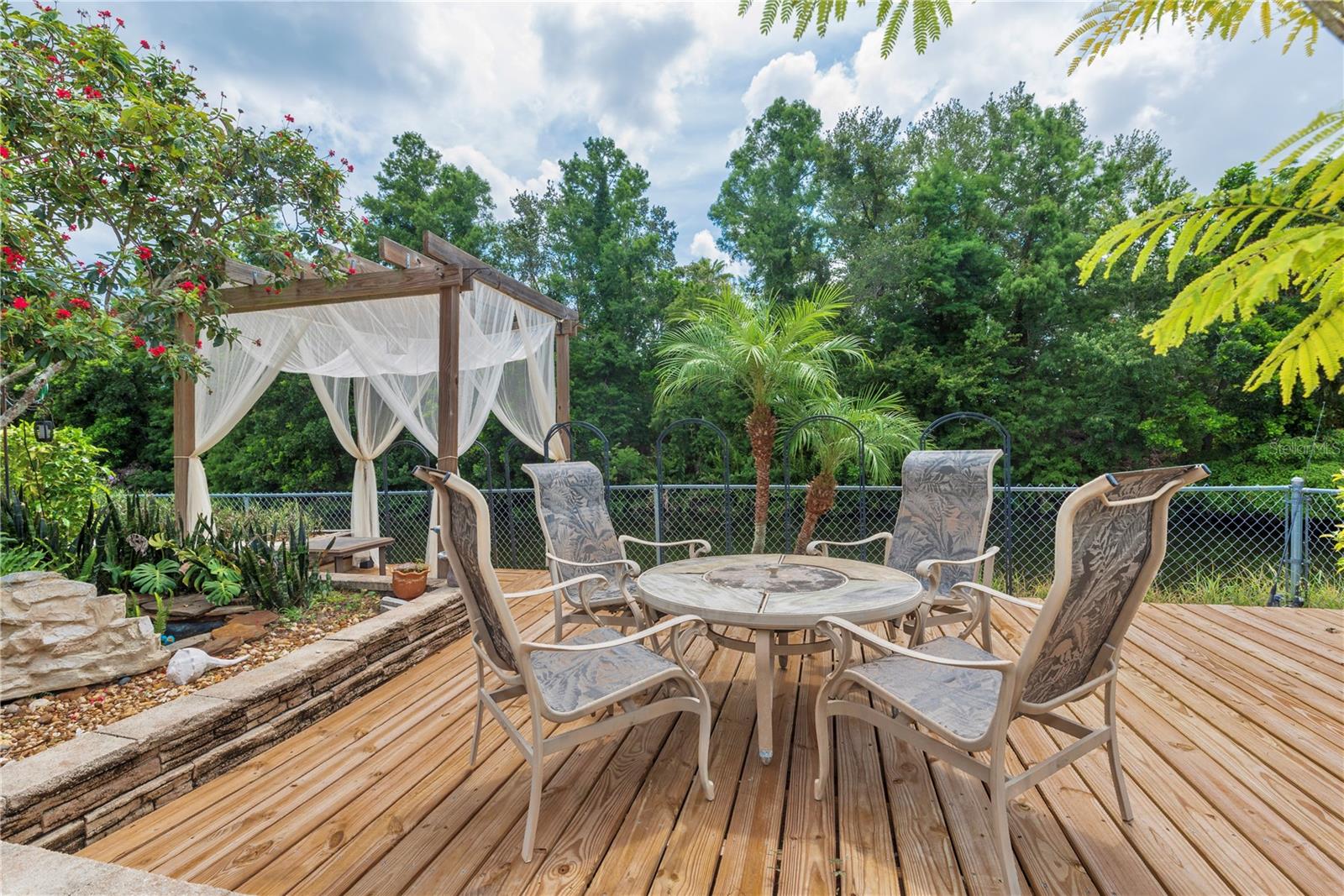 Wood deck.