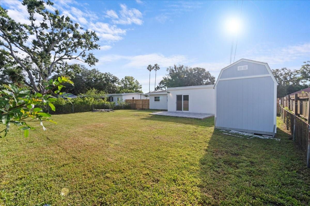 Fenced backyard