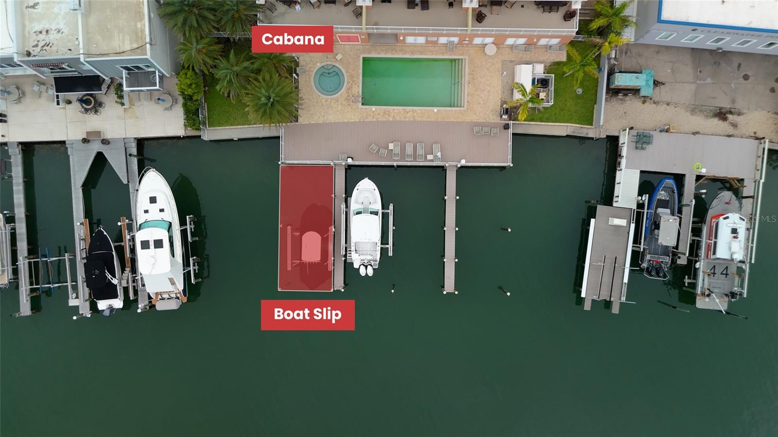 End Boat Slip with 13,000 lb lift dedicated to unit #503