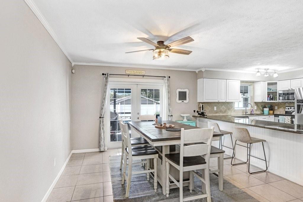 Dining Room/Kitchen Combo with French Doors