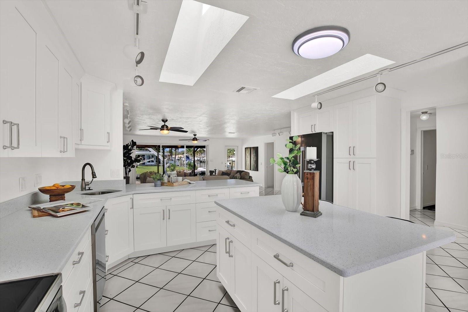 Spacious island with seating