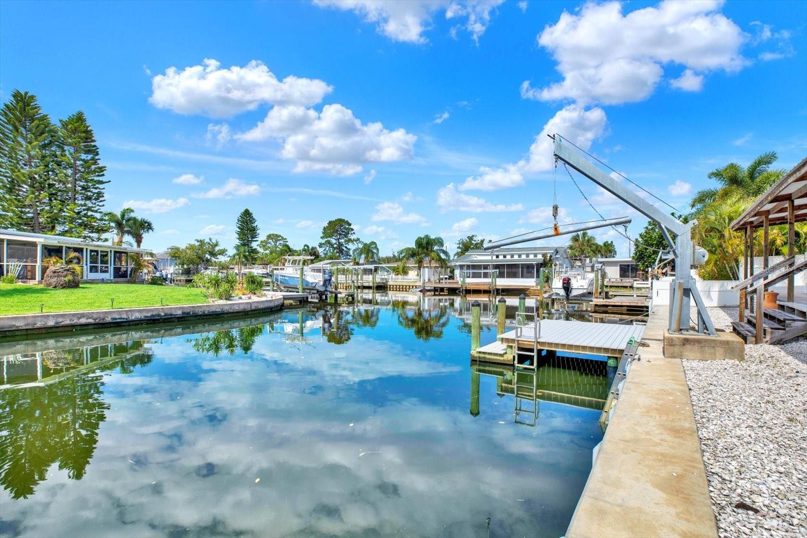 Boat lift on canal