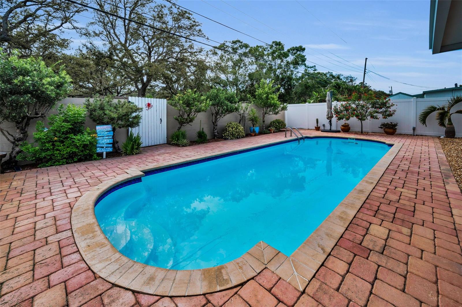 Private fenced in backyard and pool area