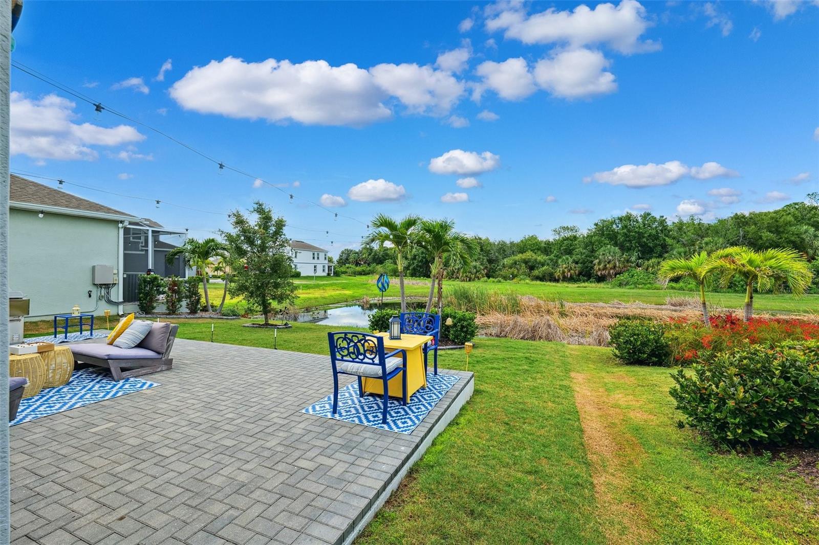 Backyard Lanai overlooking pond
