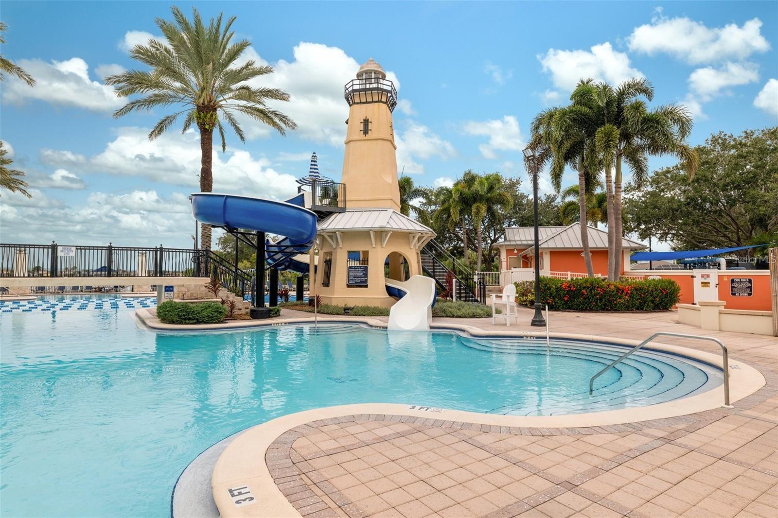 Community Pool with water slide