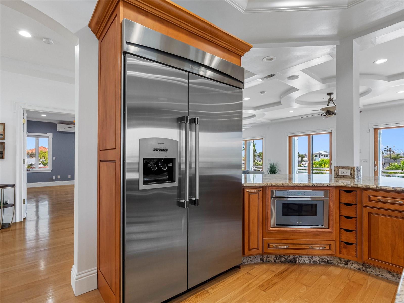 Oversized Thermador refrigerator/freezer.