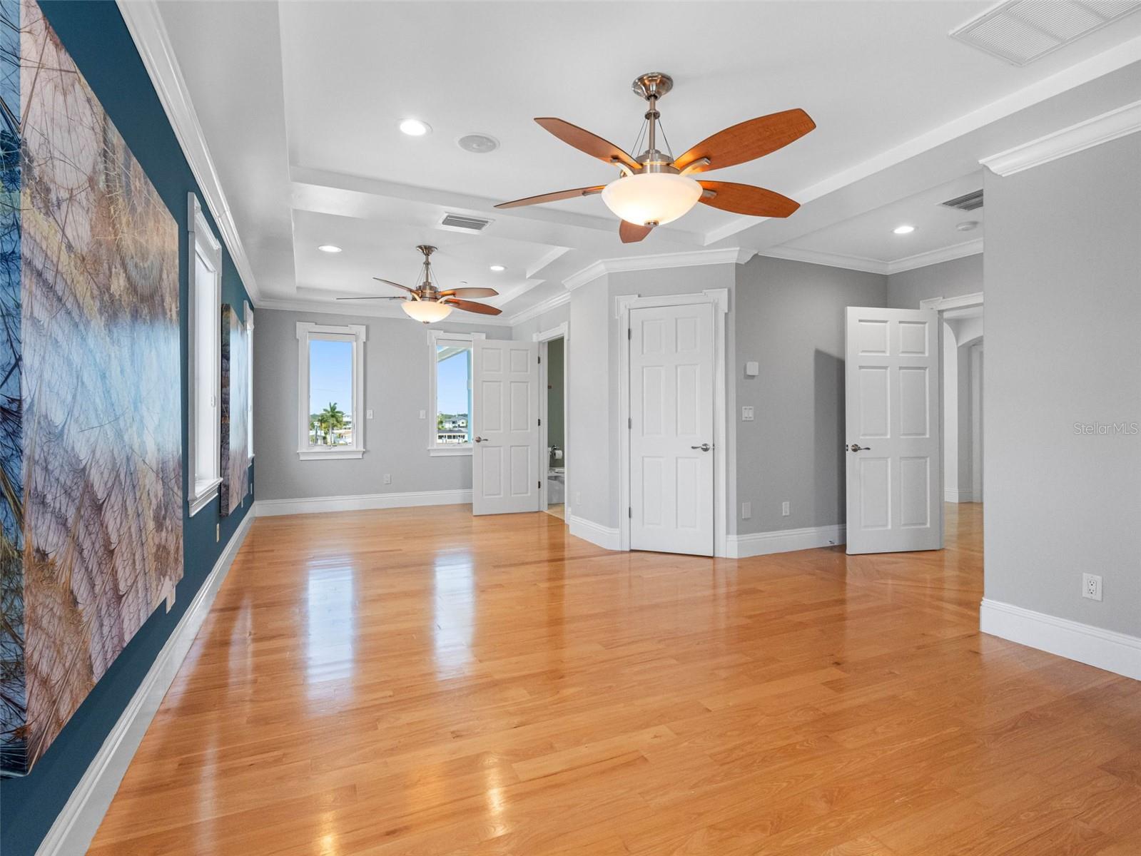 Doors open to balcony.
