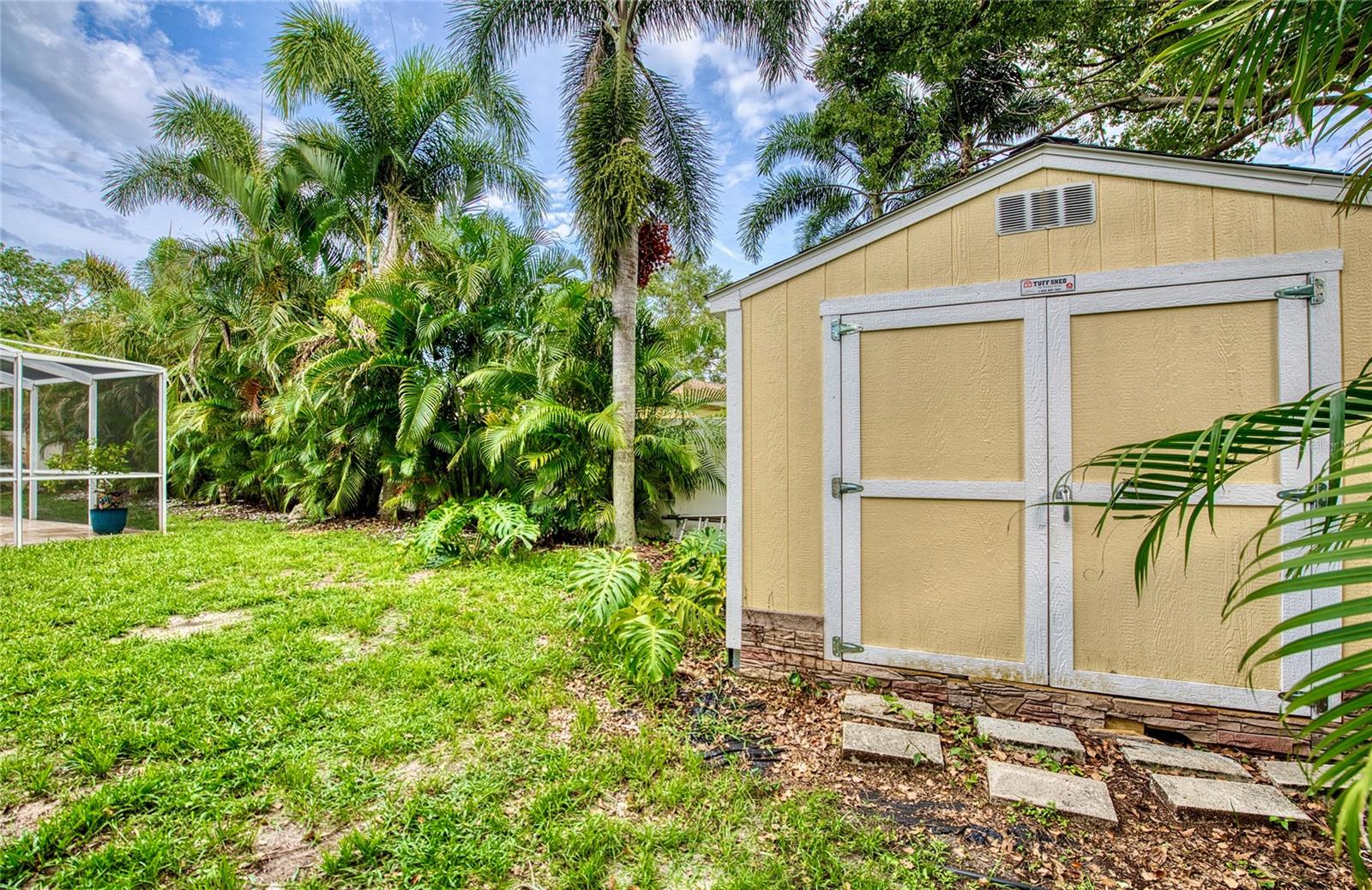 Convenient storage shed—perfect for housing all the tools and equipment needed to keep your new home in top shape.