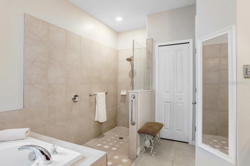 primary bathroom with large walk in shower