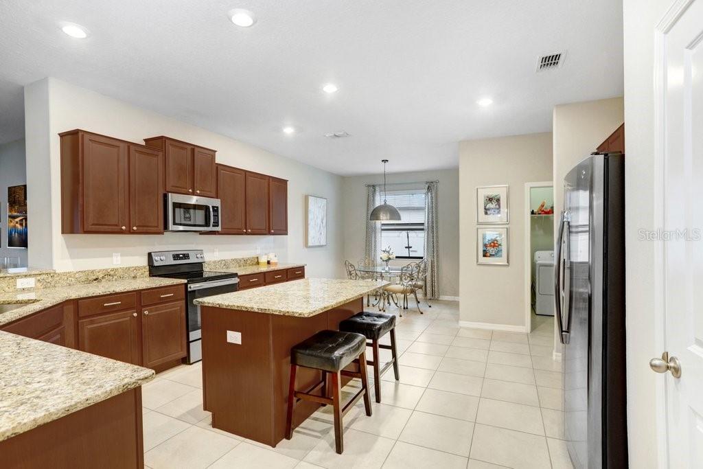 kitchen with granite counters and island