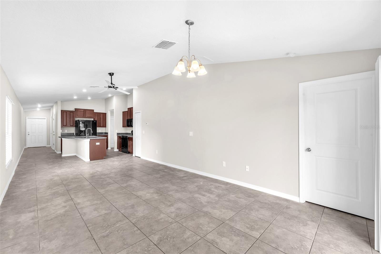 View of the kitchen from the Sliding door.