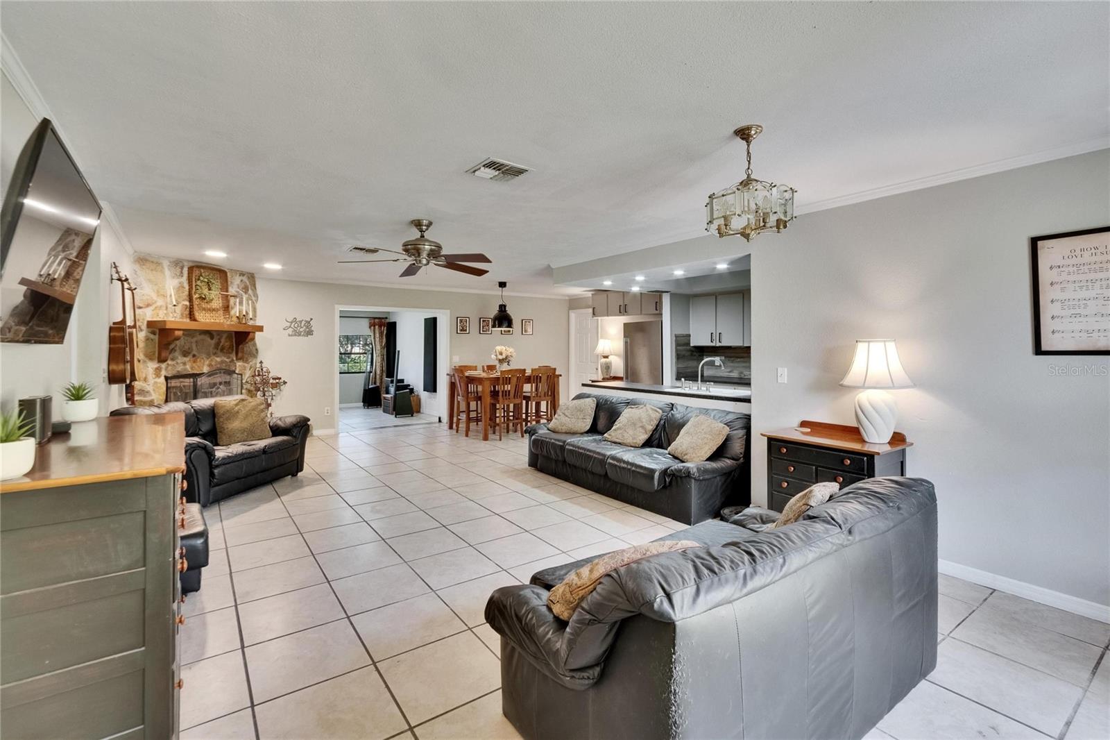 Looking in From Front Door. Living Room, Dinning Room and Kitchen