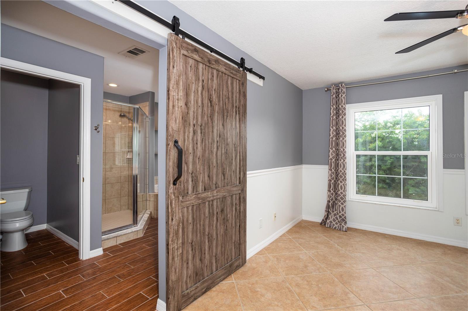 Barn Door to Bathroom!
