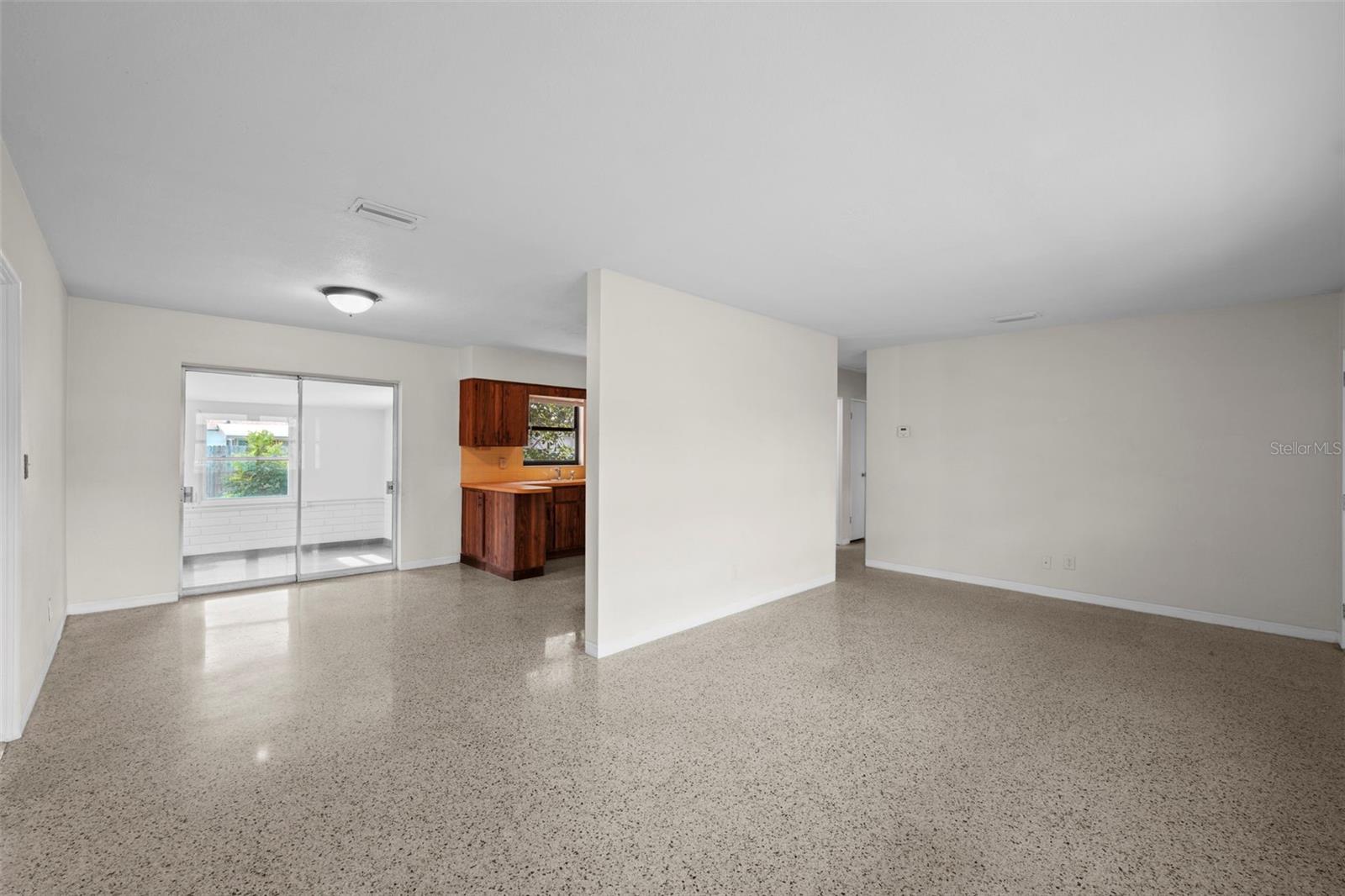 Stunning Terrazzo floors! Living, dining and kitchen.
