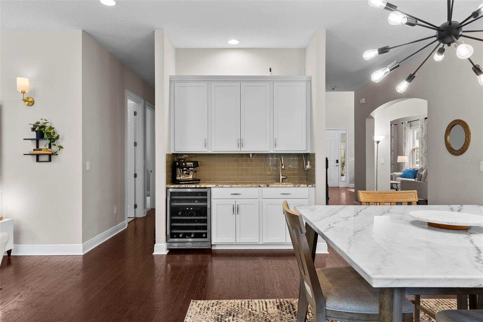 Wet bar with wine fridge