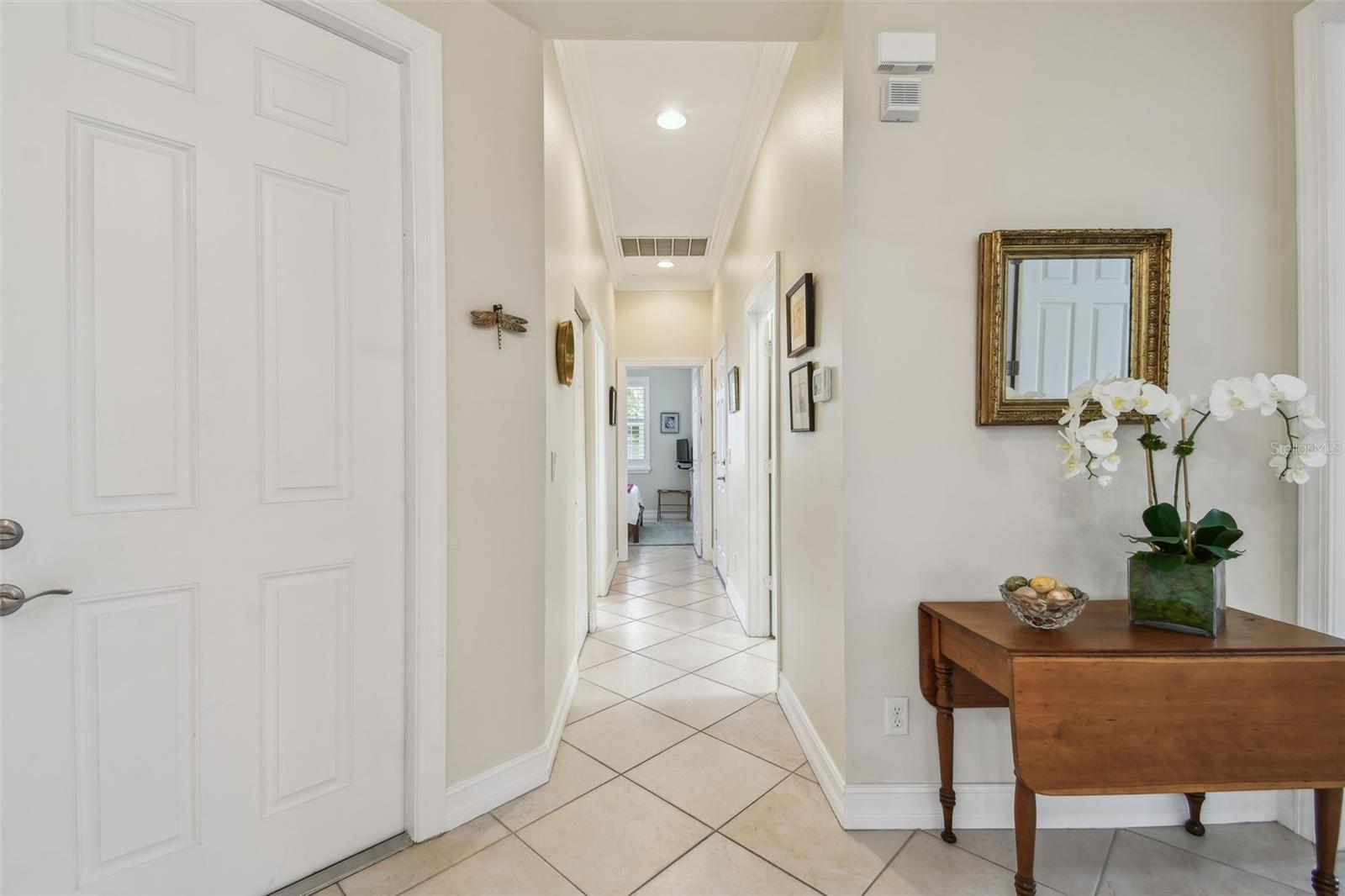 This home also has a split floor plan with long tiled hallways