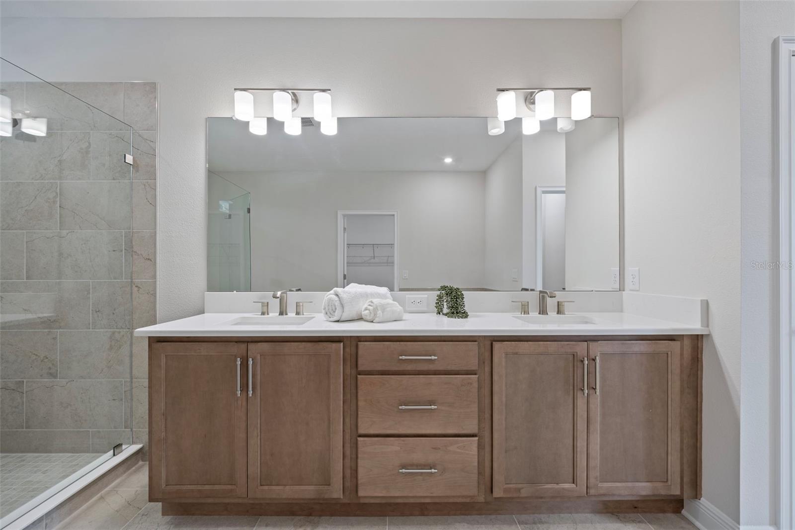 Double vanity with real oak!