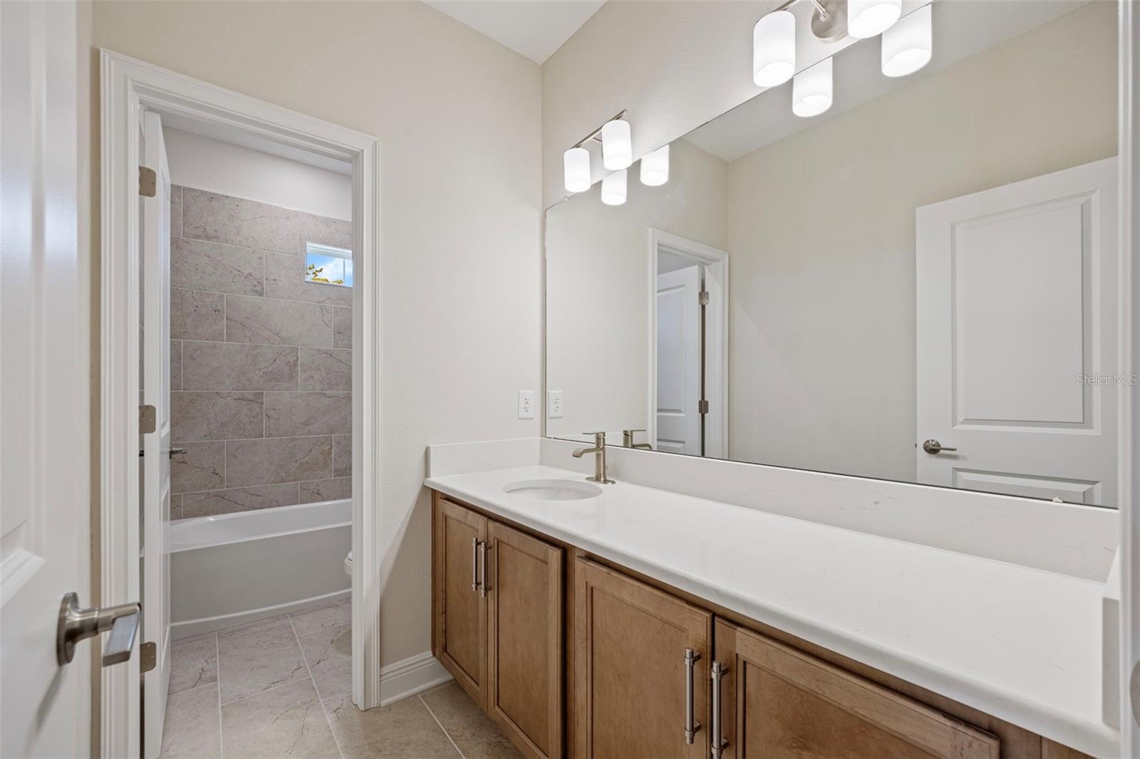 Double vanity in the upstairs guest bathroom