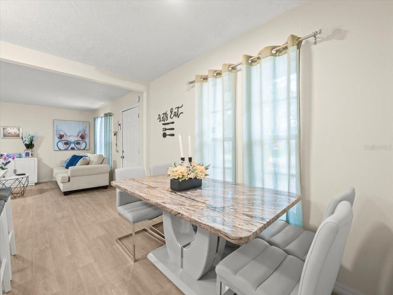 Dining room with living room beyond.