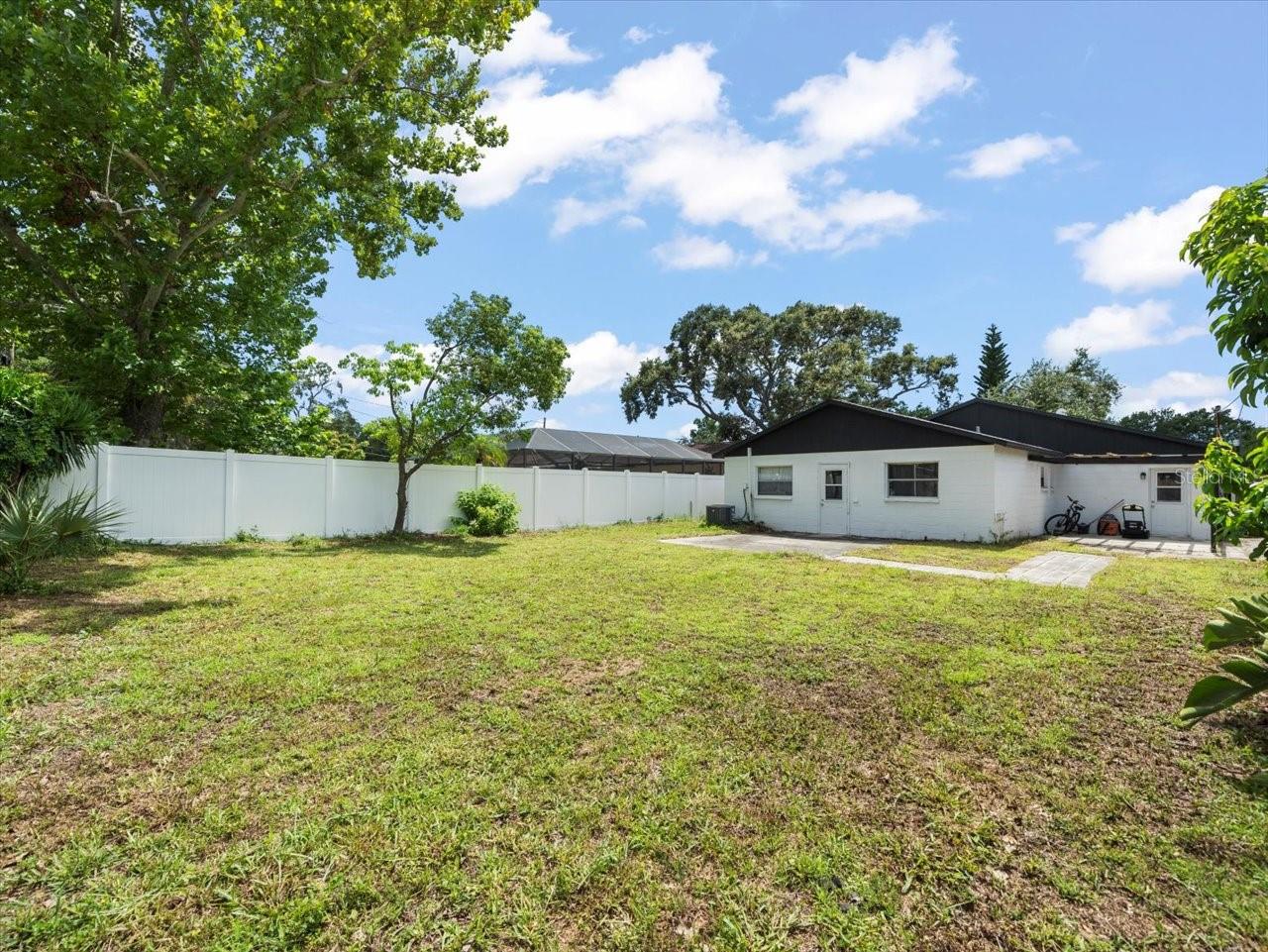 Large fenced yard.