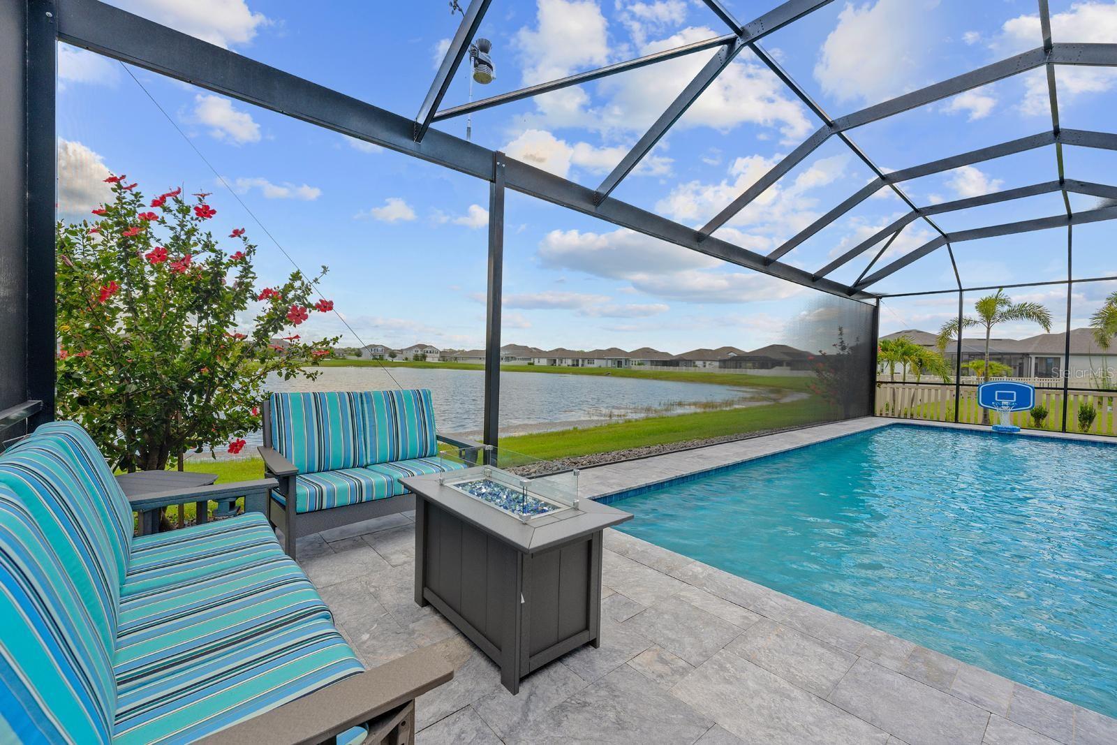 Screened pool and water view