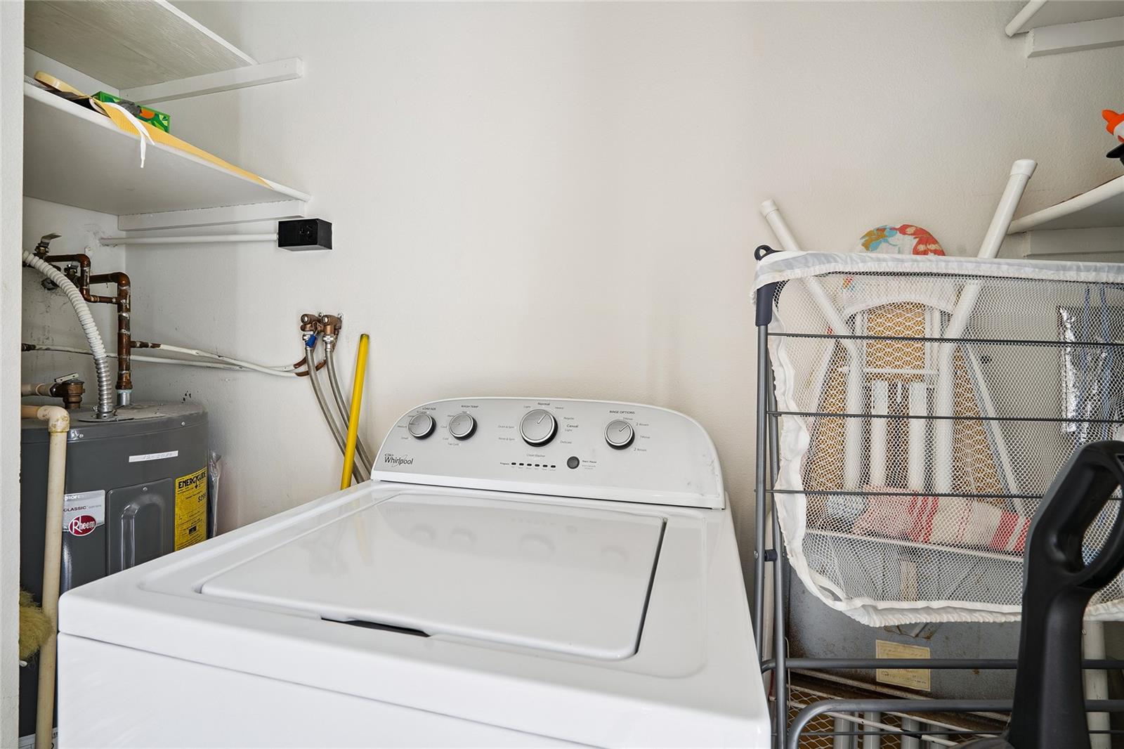 Washer in Utility closet with newer Water Heater