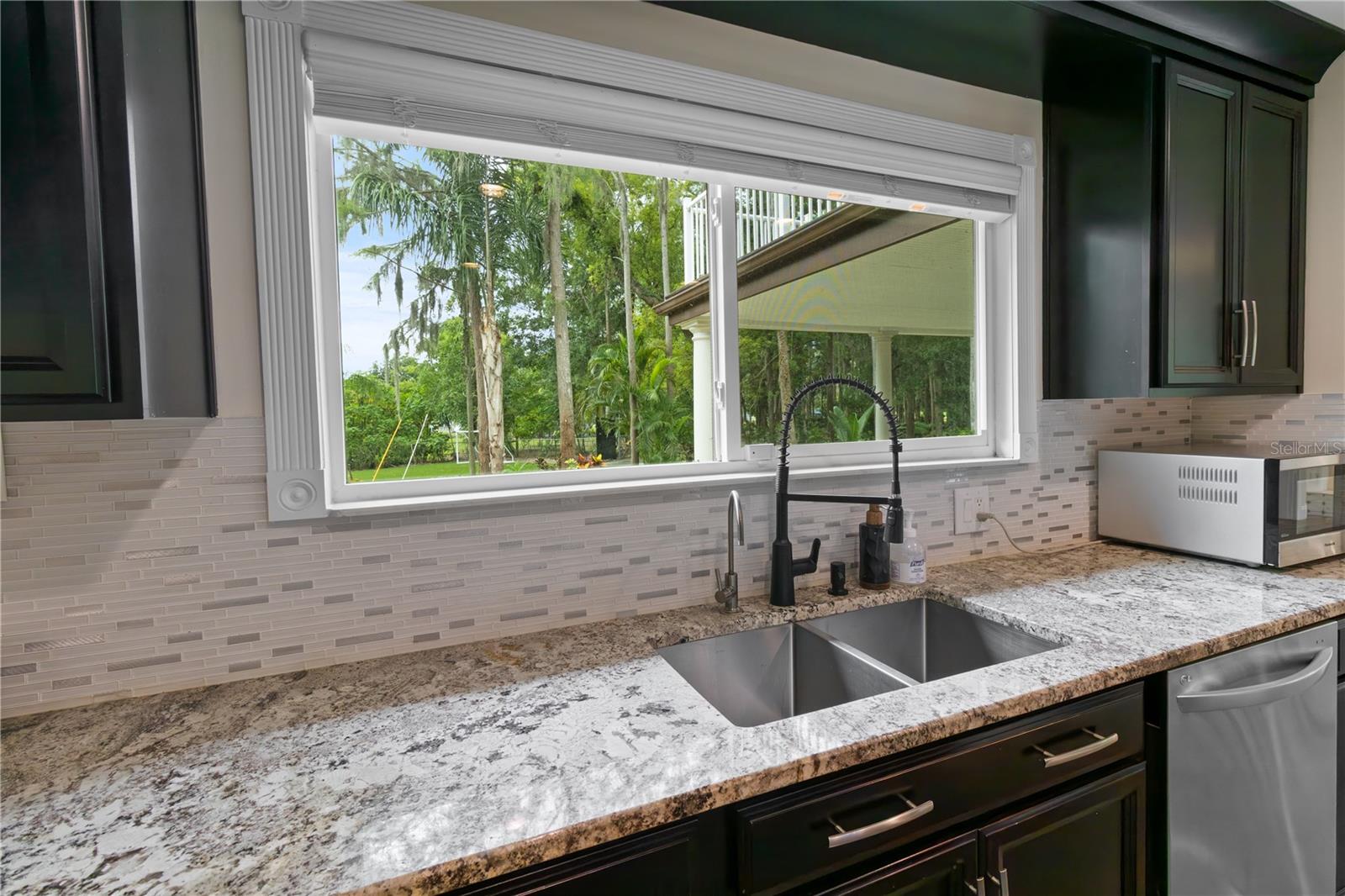 Kitchen Sink area overlooking front porch
