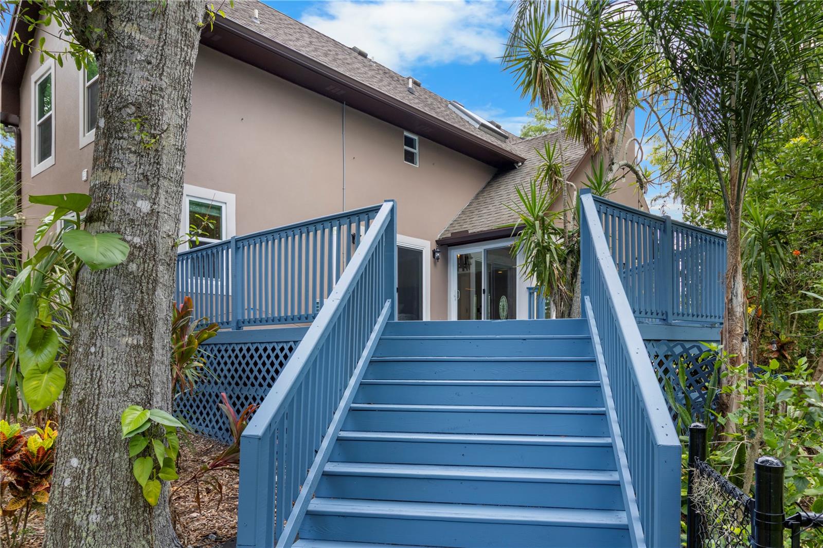 Deck leading to the Pond area of the back yard