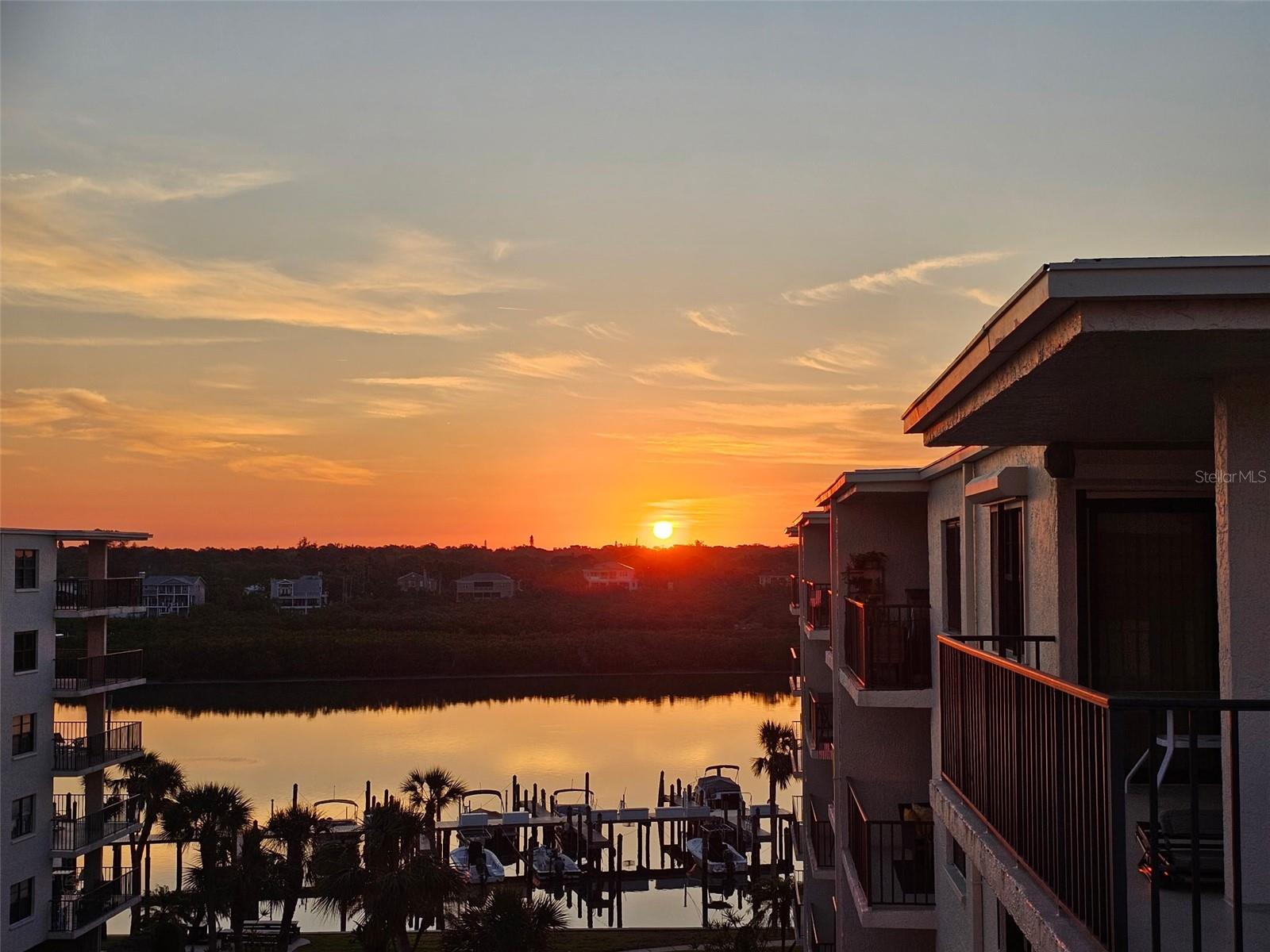 Sunrise from condo, Intercostal view