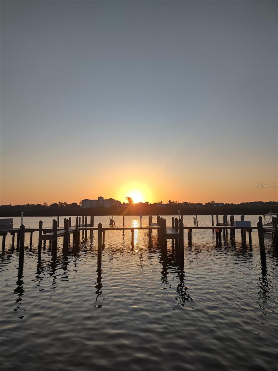 Picturesque view of the docks at sunrise