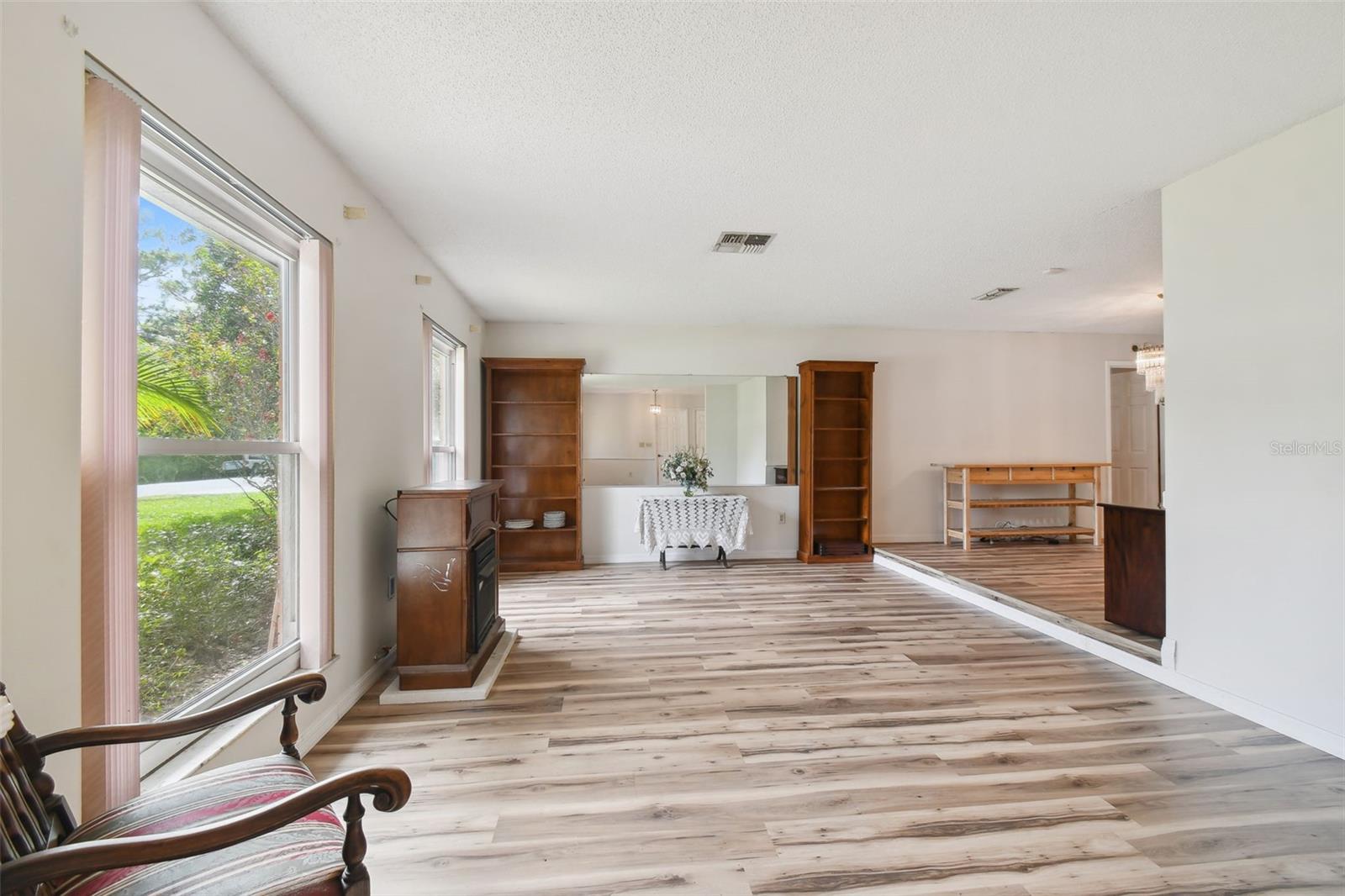 Sunken living area with raised dining room!