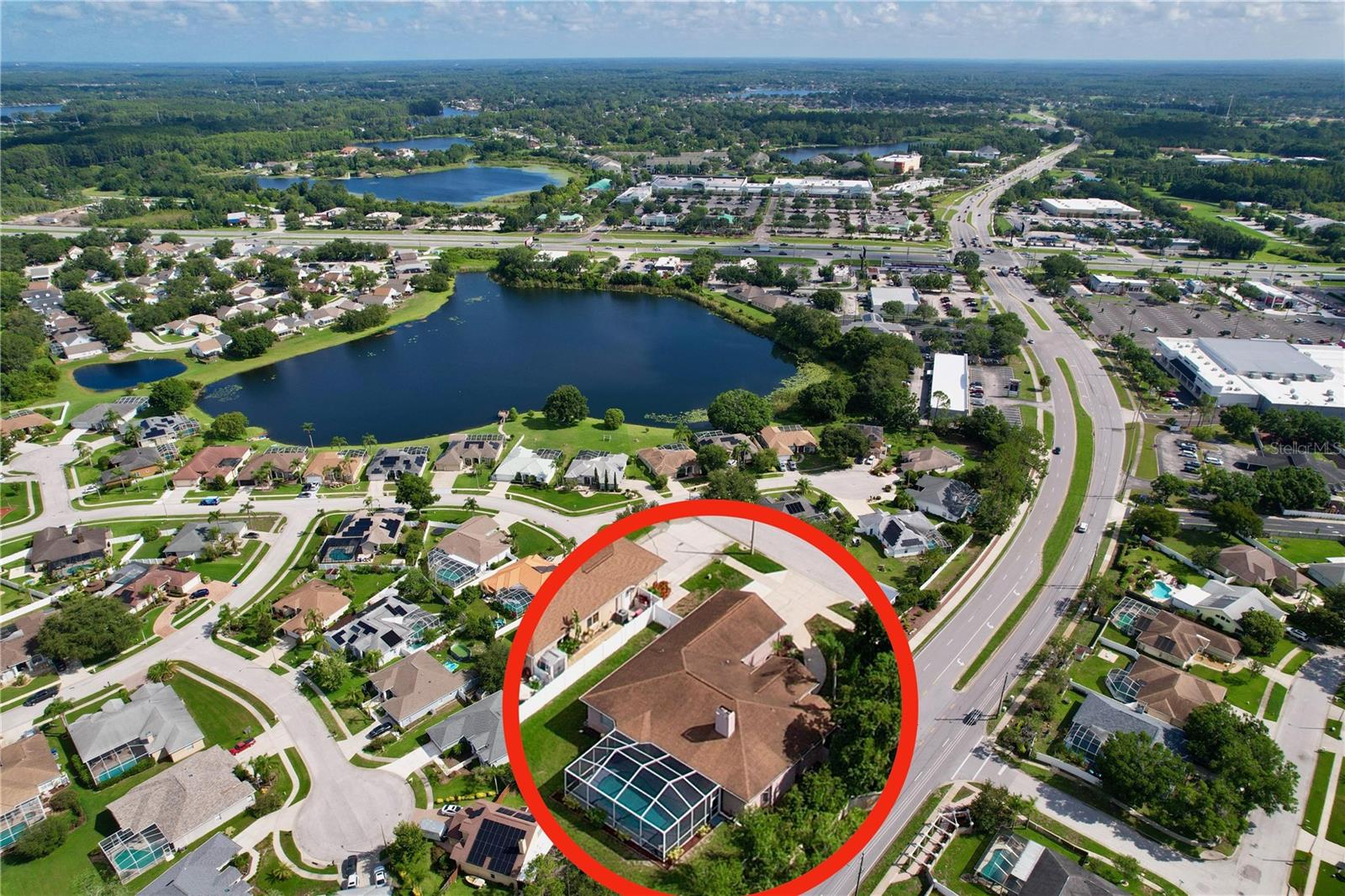 Aerial House circled in Red