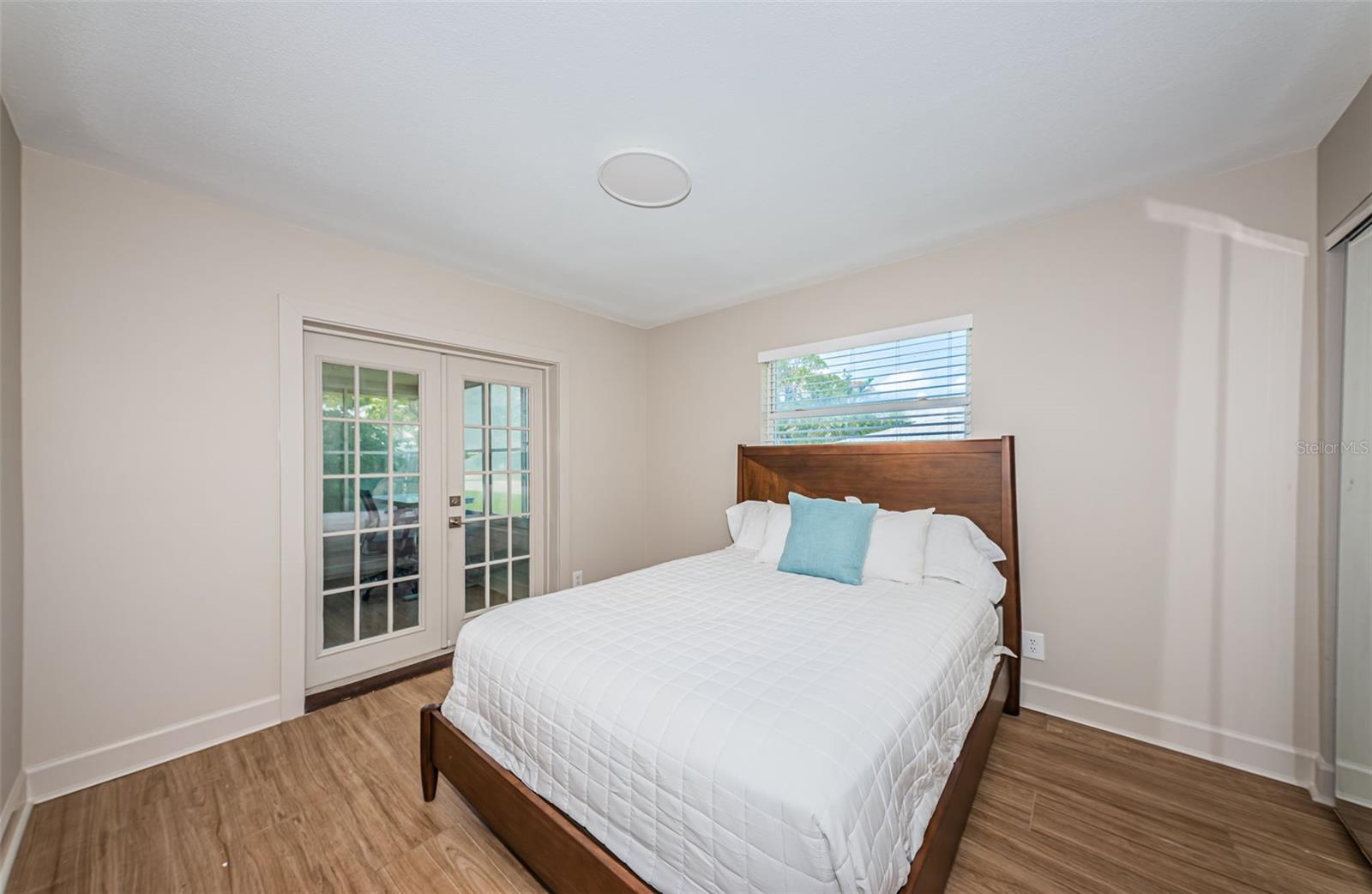Bedroom 2 with French Doors to Sunroom