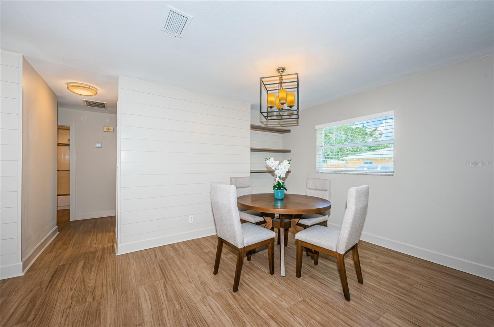 Dining Area with Built In Shelving
