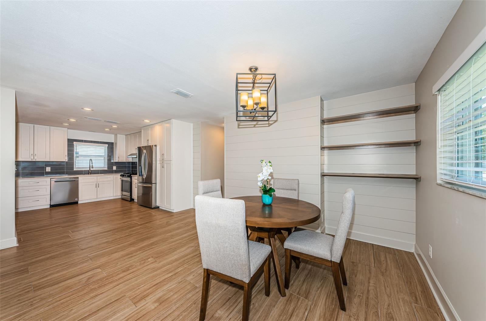 Dining Area with Built In Shelving