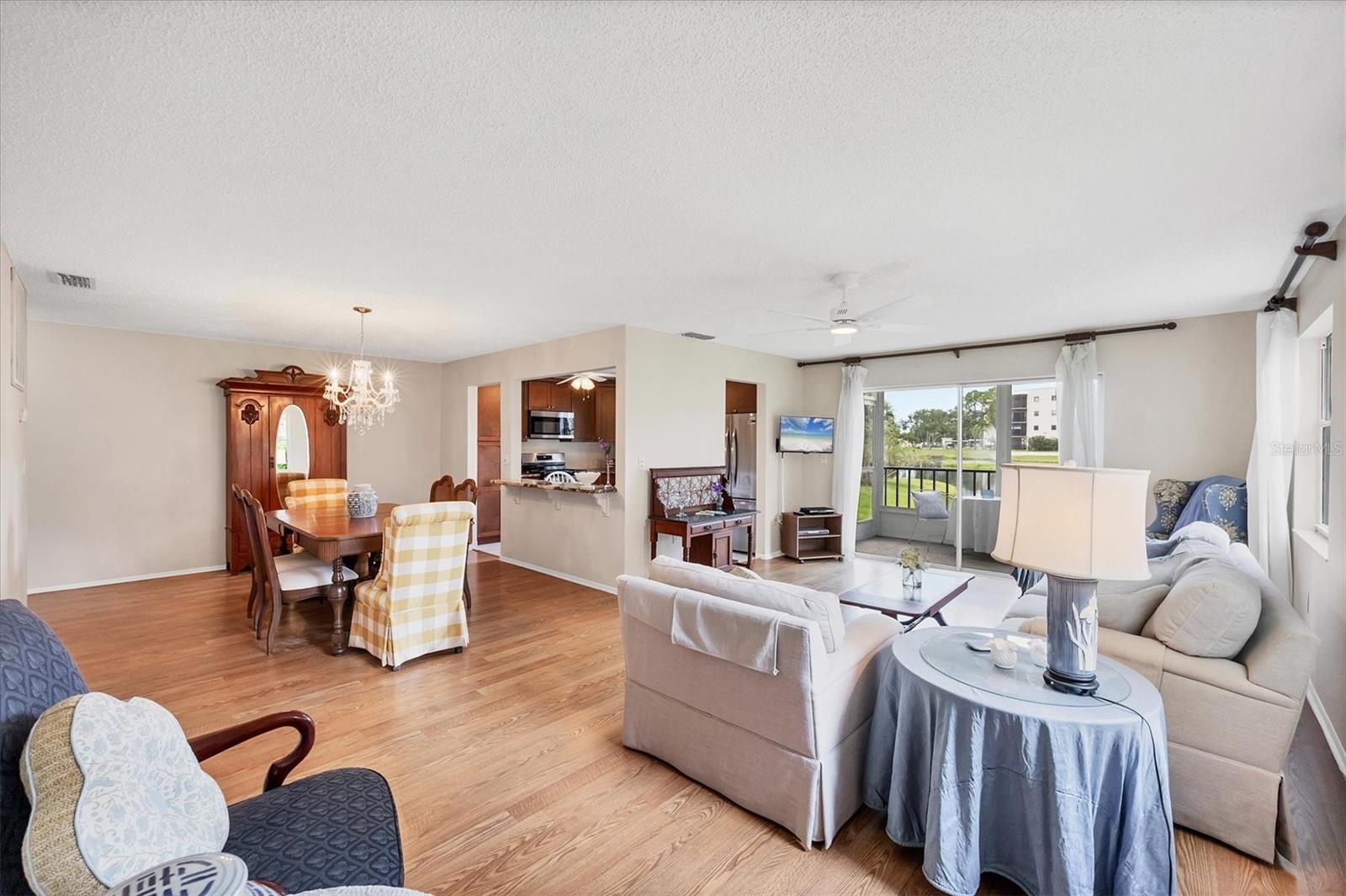 Open floor-plan living room, dining room combo