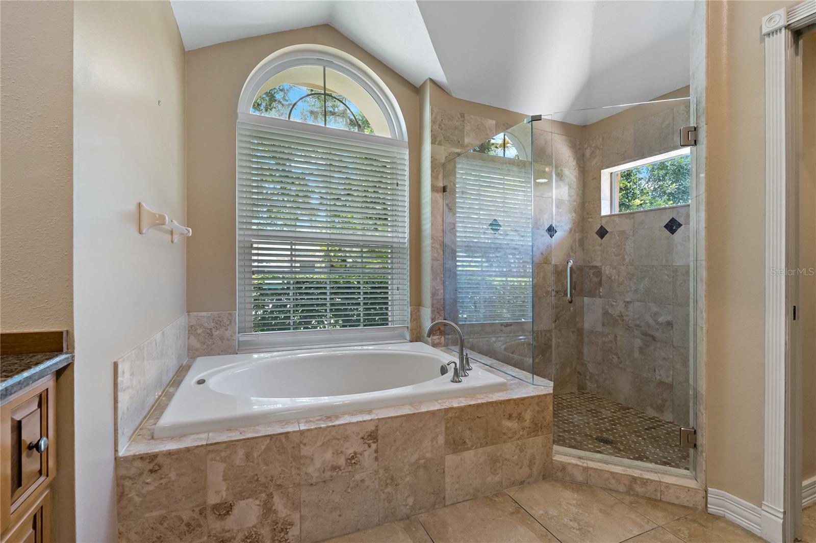 SOAKING TUB & SEAMLESS GLASS WALK-IN SHOWER IN THE PRIMARY BATHROOM!