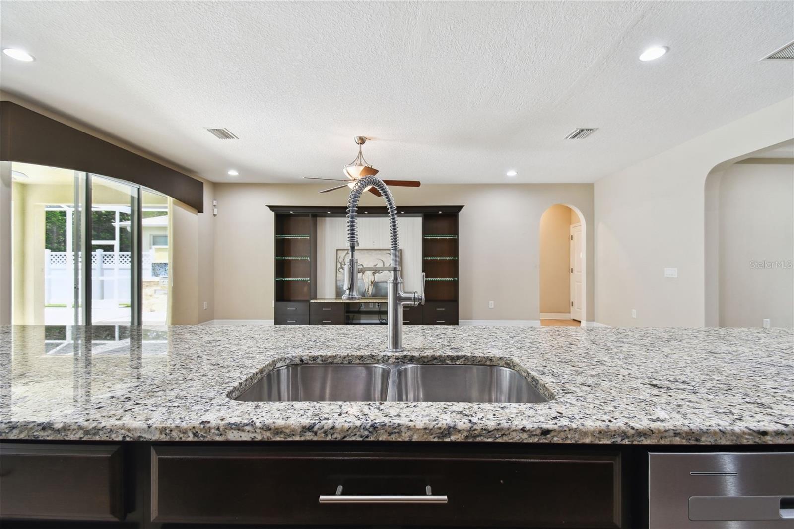 Sink overlooks family room!