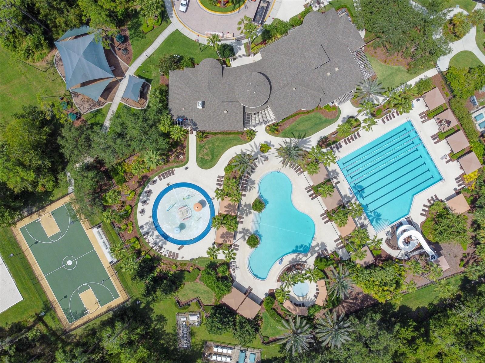 Basketball, tennis, and volleyball courts!