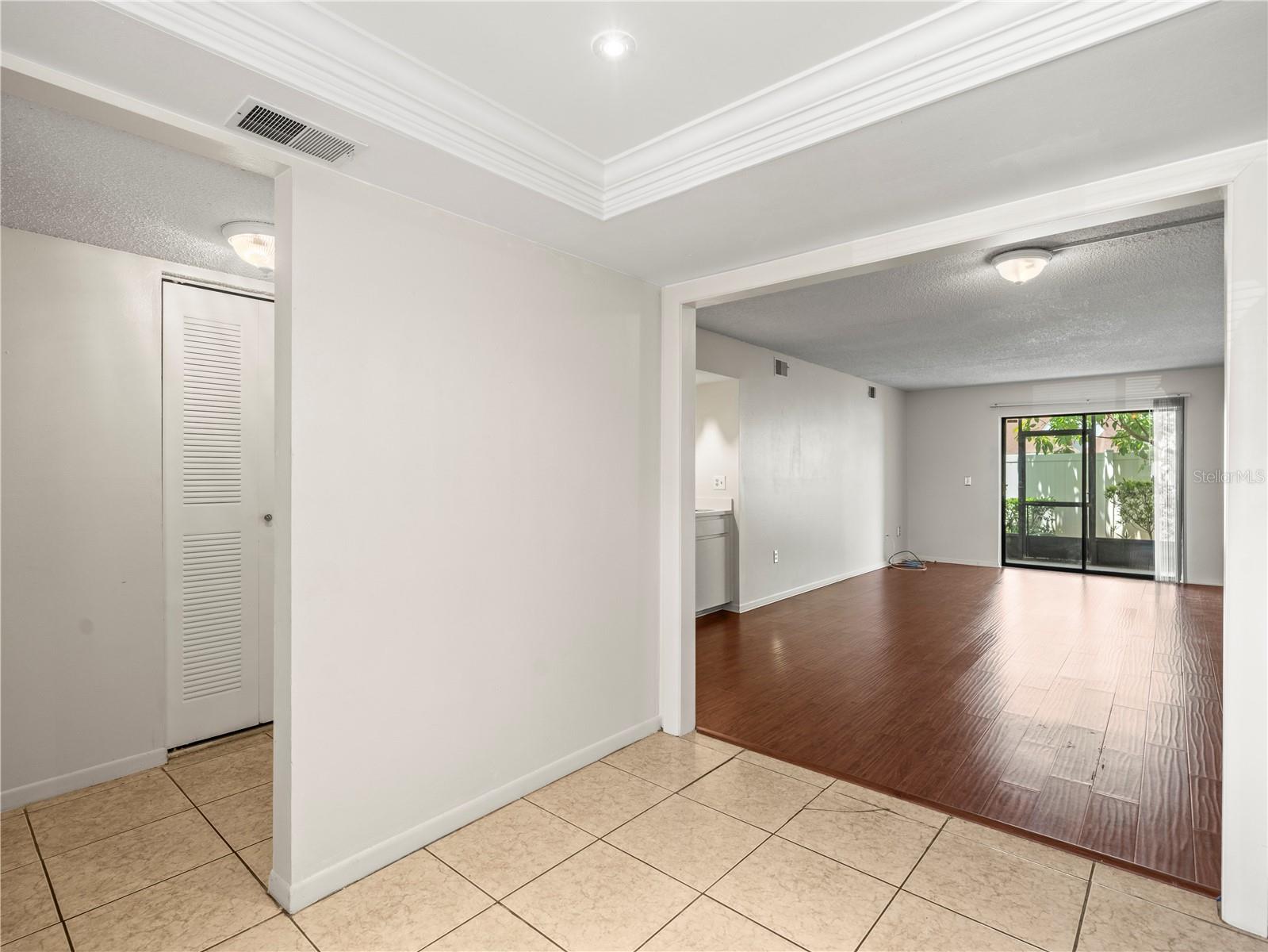 View from Kitchen -entry hallway and great room