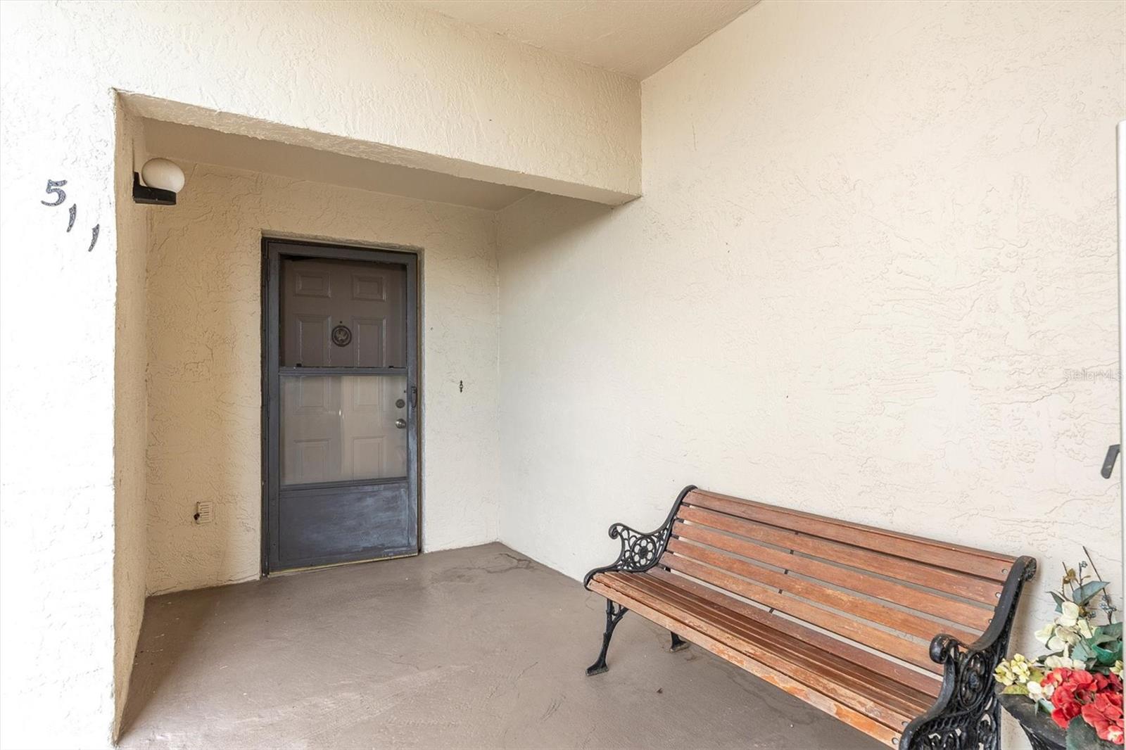 Private outdoor entry to the unit.