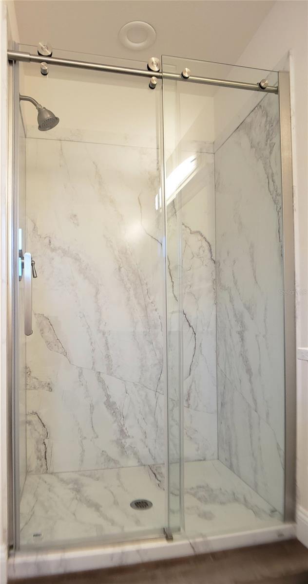Large walk-in shower.