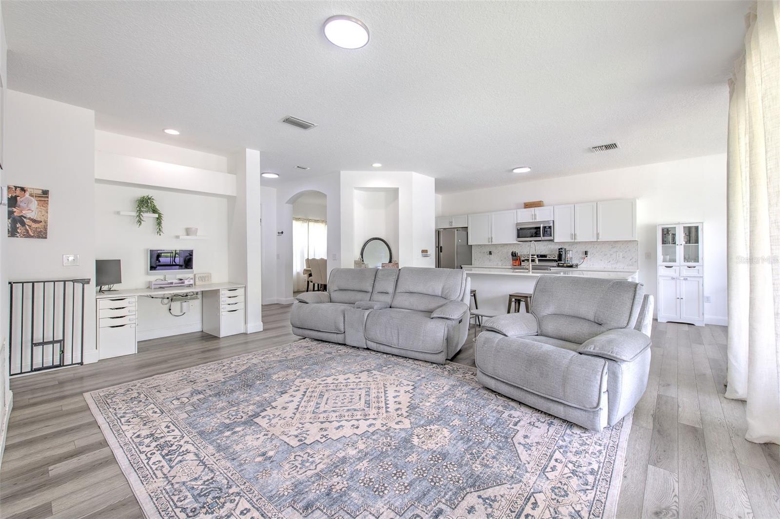Built in desk area near living space