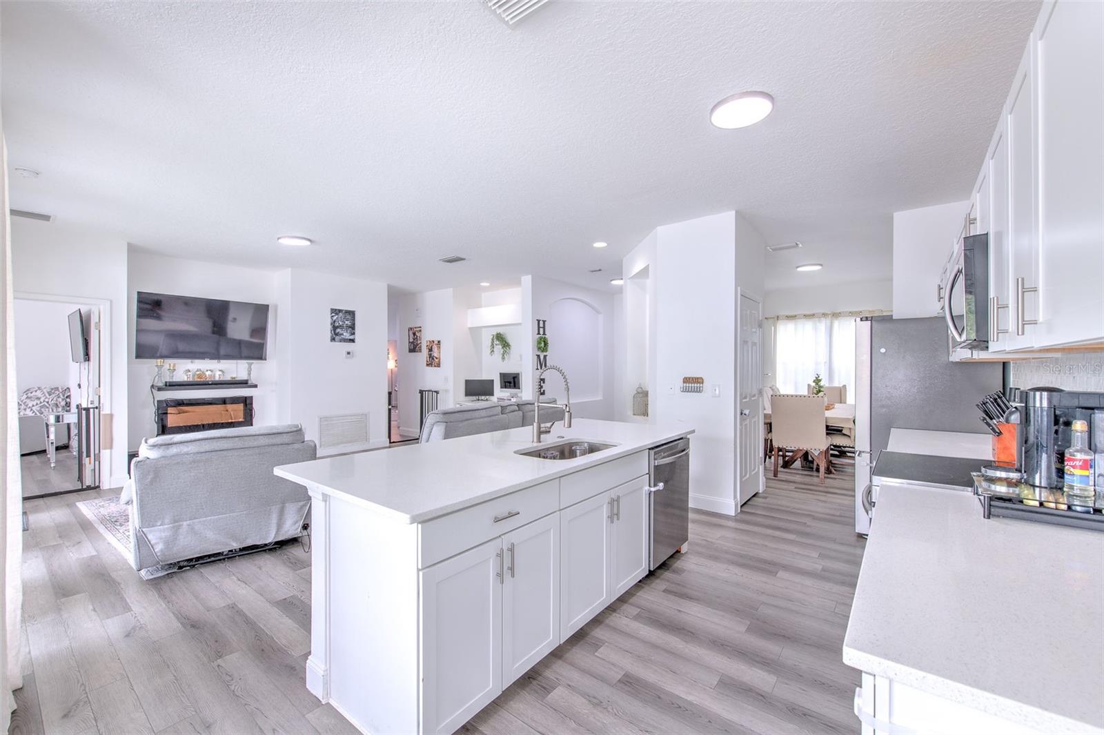 Kitchen overlooks Living Room