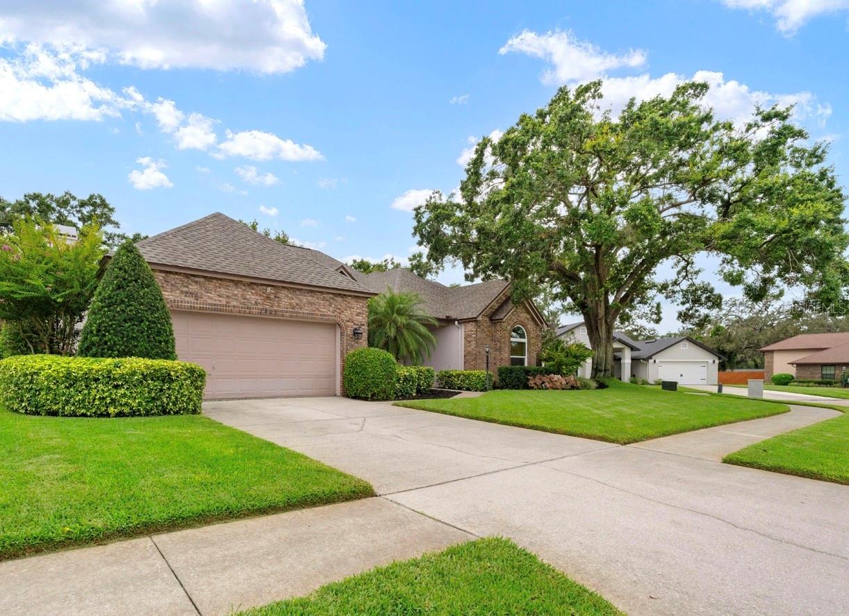 There's a two-car garage in the front of the home, and there's an RV garage/two-car garage in the back-right side of the home.